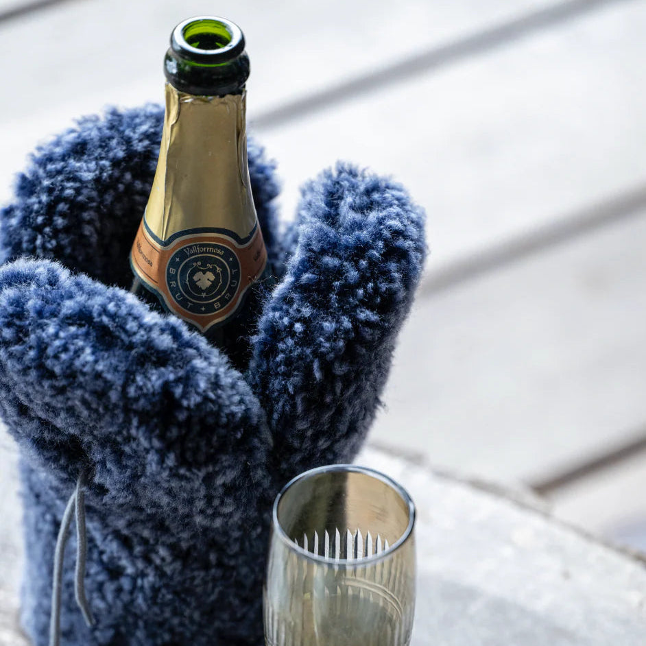 Fur Champagne Cooler - Blue Curly