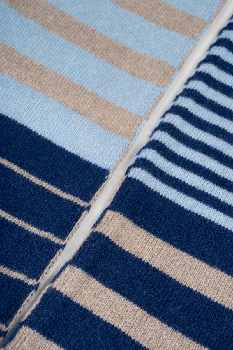 Recycled Cashmere Skinny Striped Scarf