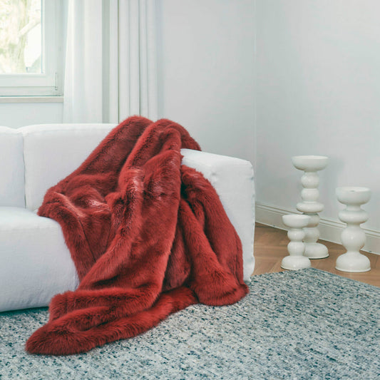 Luxury Faux Fur Throw - Terracotta