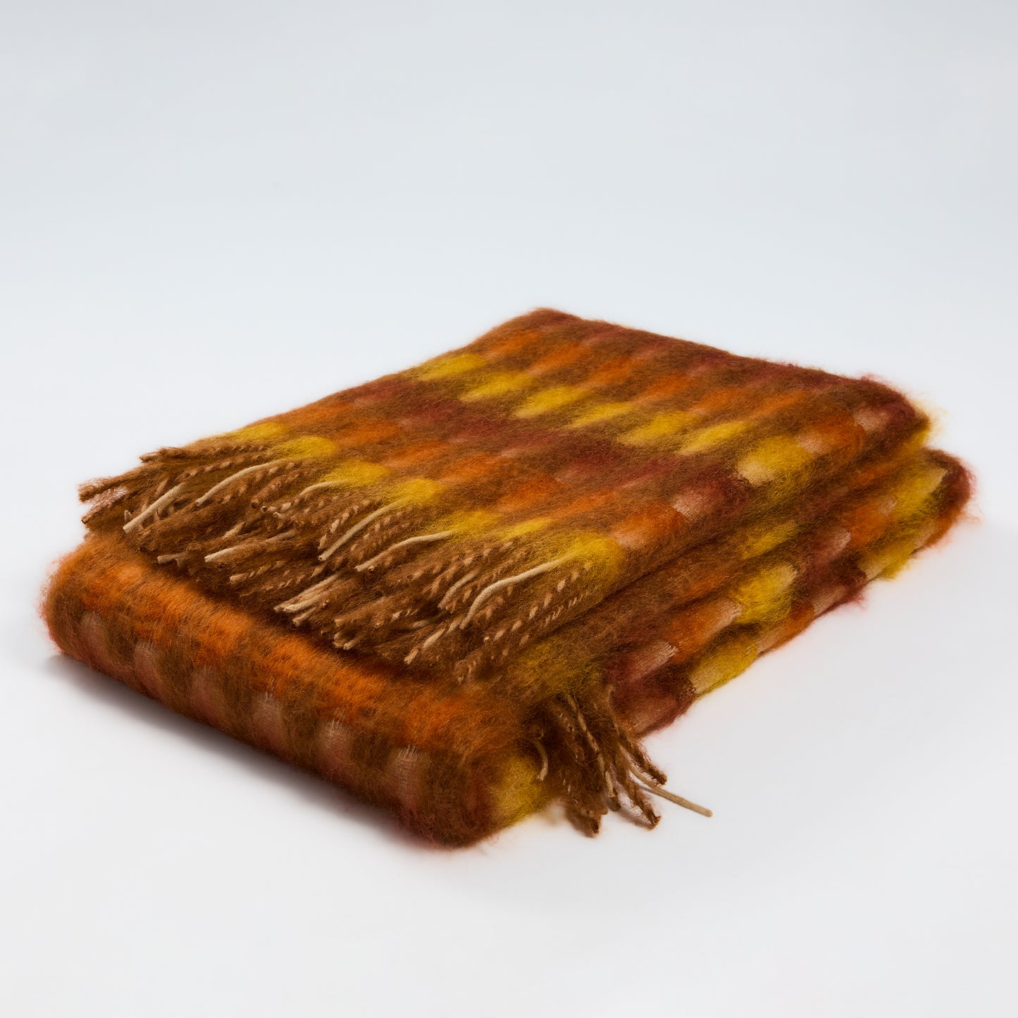 Mohair ‘Check’ Throw - Rich Rust - 130 x 200 cm