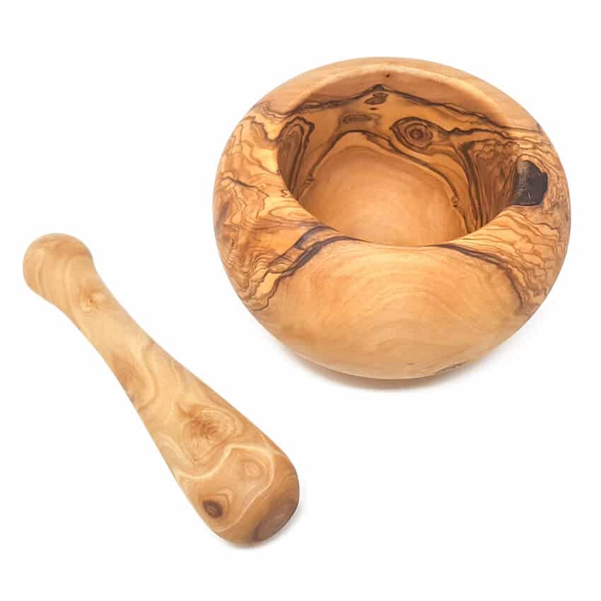 Olive Wood Round Pestle & Mortar