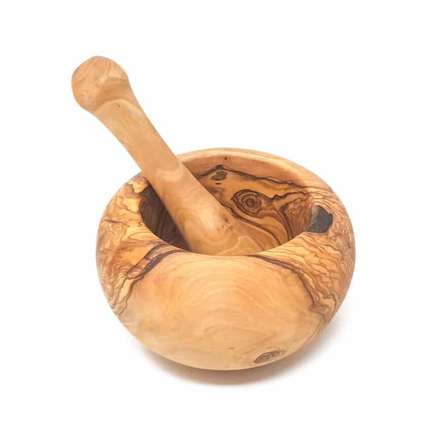 Olive Wood Round Pestle & Mortar