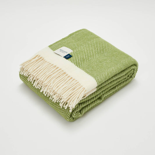 Herringbone Wool Blanket Kelp Green
