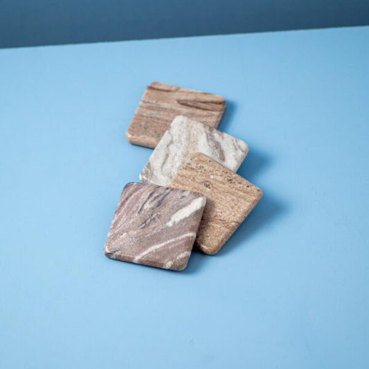 Square Coasters - Waterfall Marble - Set of 4