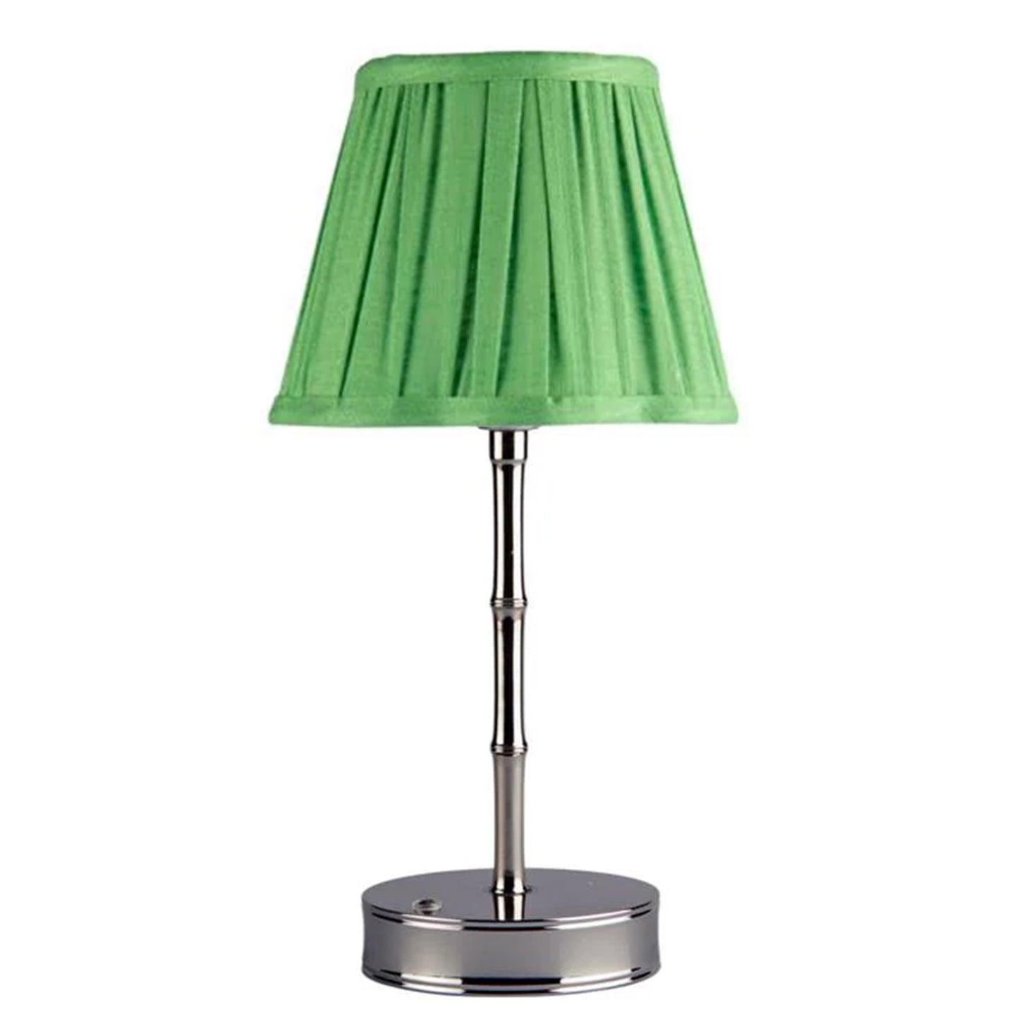 Rechargeable Silver Bamboo Lamp with Scalloped Lampshade