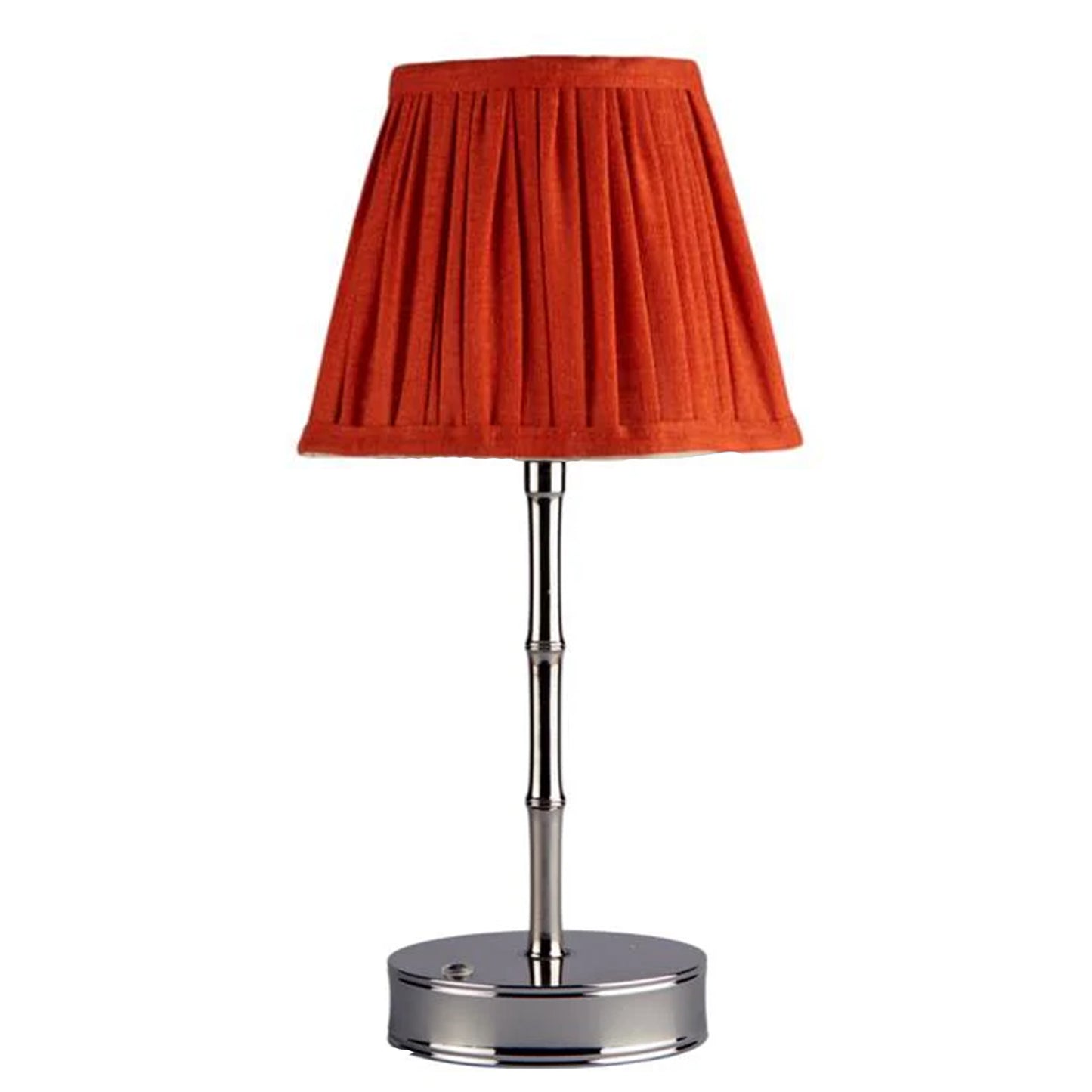 Rechargeable Silver Bamboo Lamp with Scalloped Lampshade