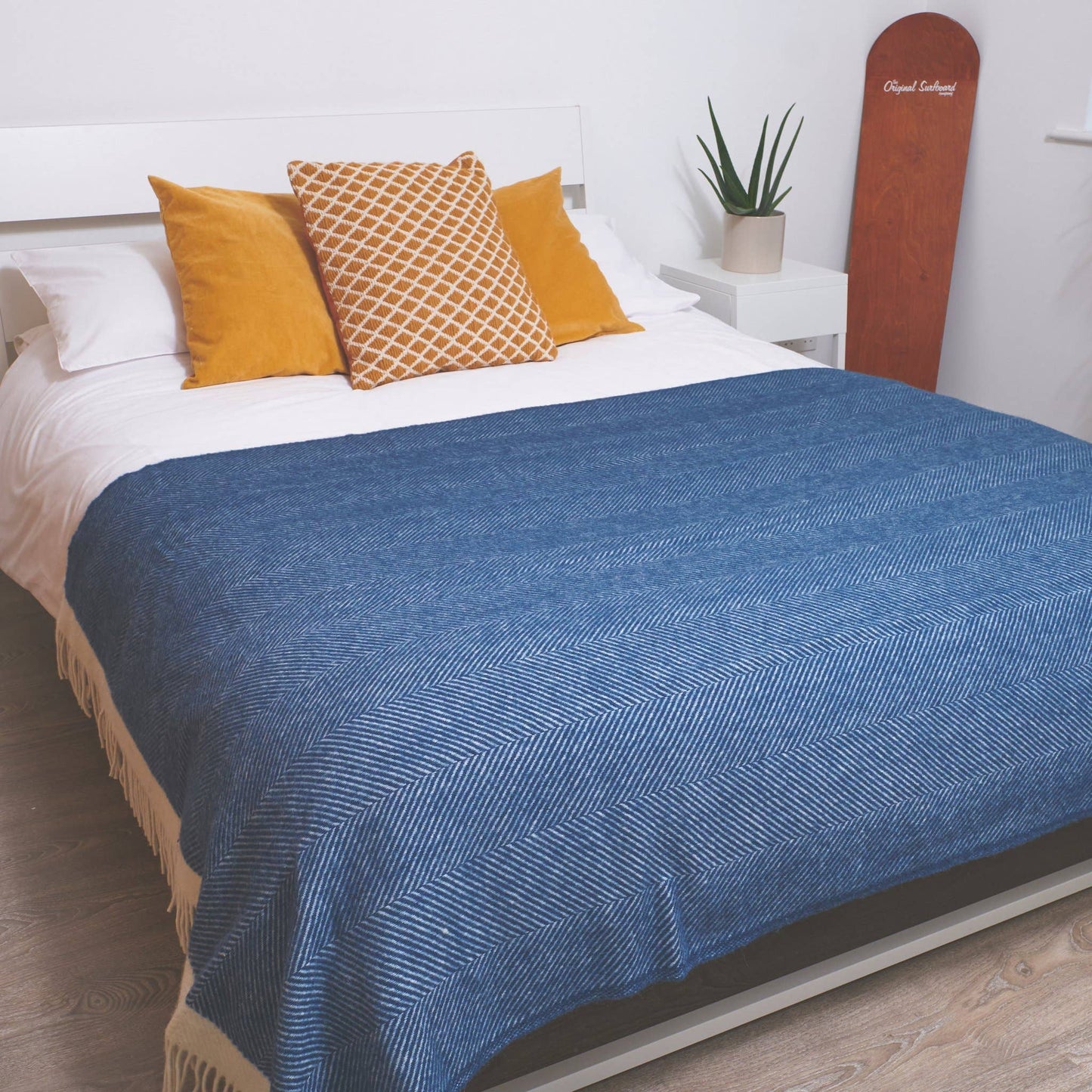 Herringbone Wool Blanket Sailor Blue