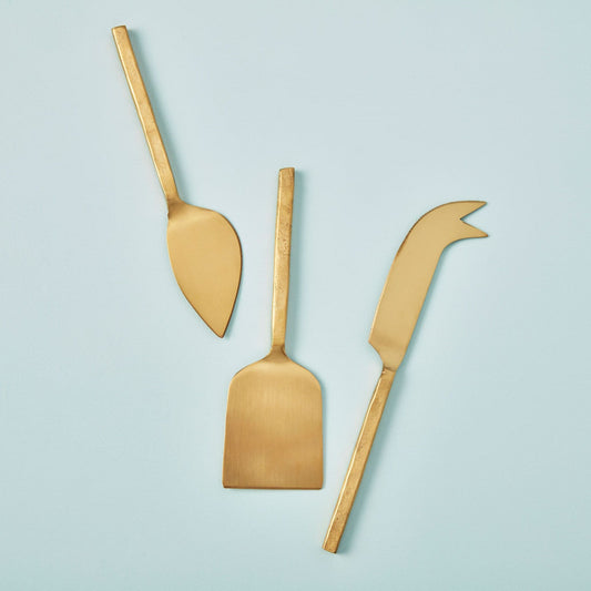 Cheese Knife Set - Hammered Gold