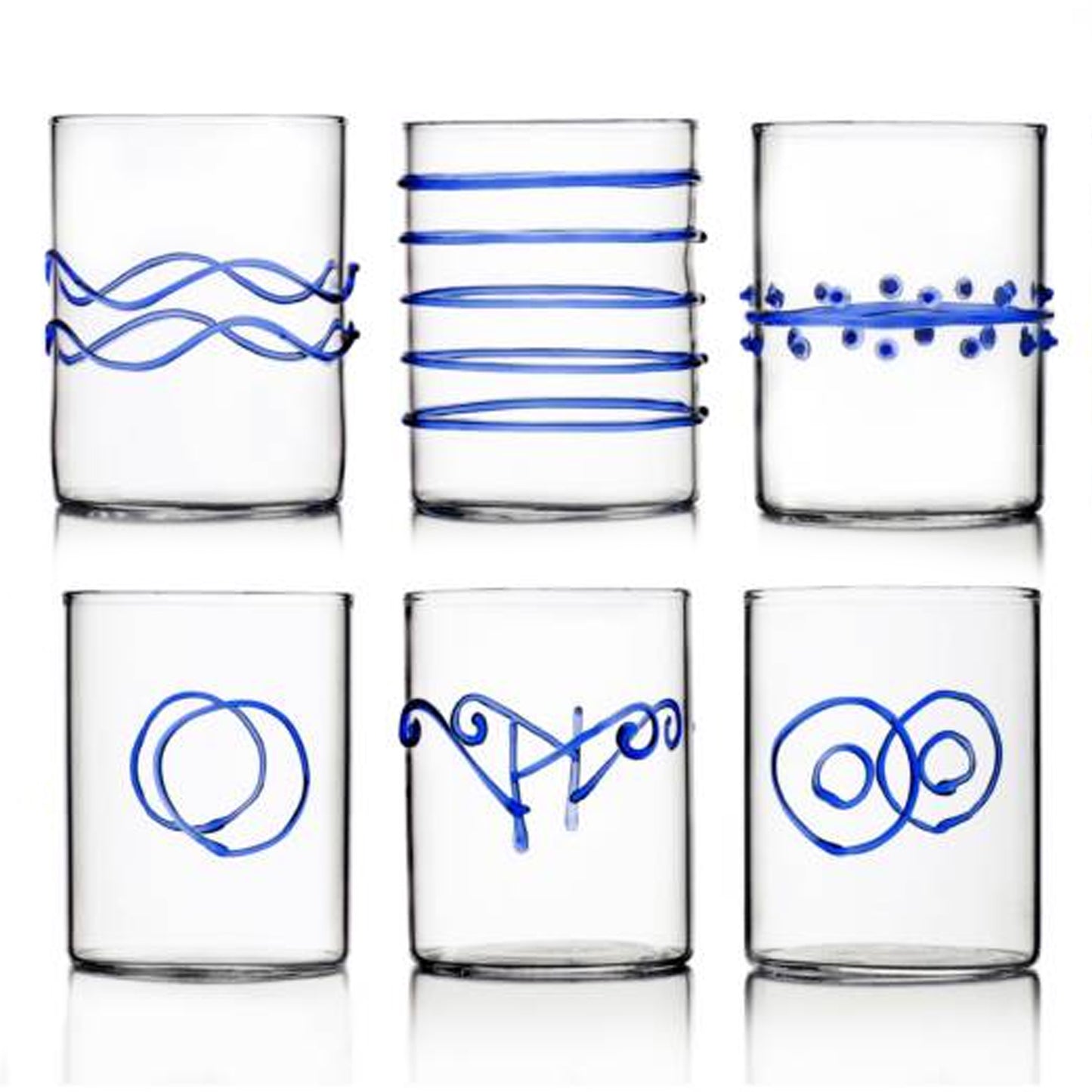 Milanese Glass - Deco Blue Glasses - Set of 6