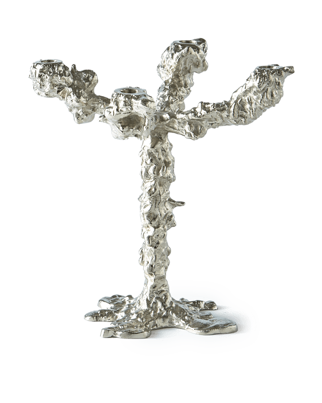 Silver Drip Candle Holder - 4 Arms