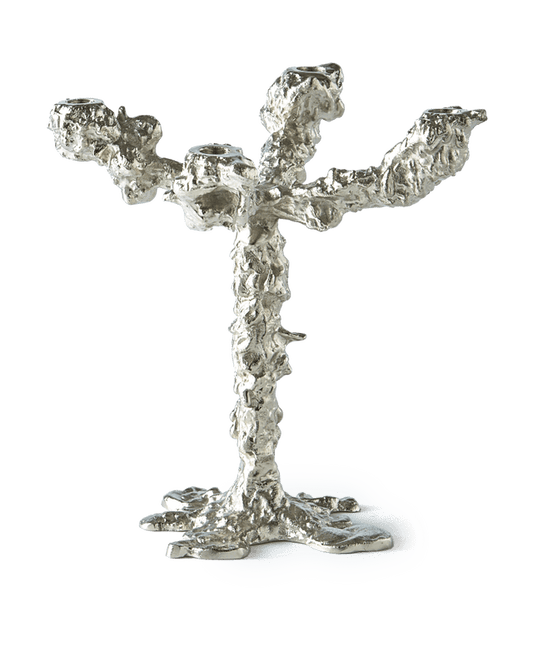 Silver Drip Candle Holder - 4 Arms