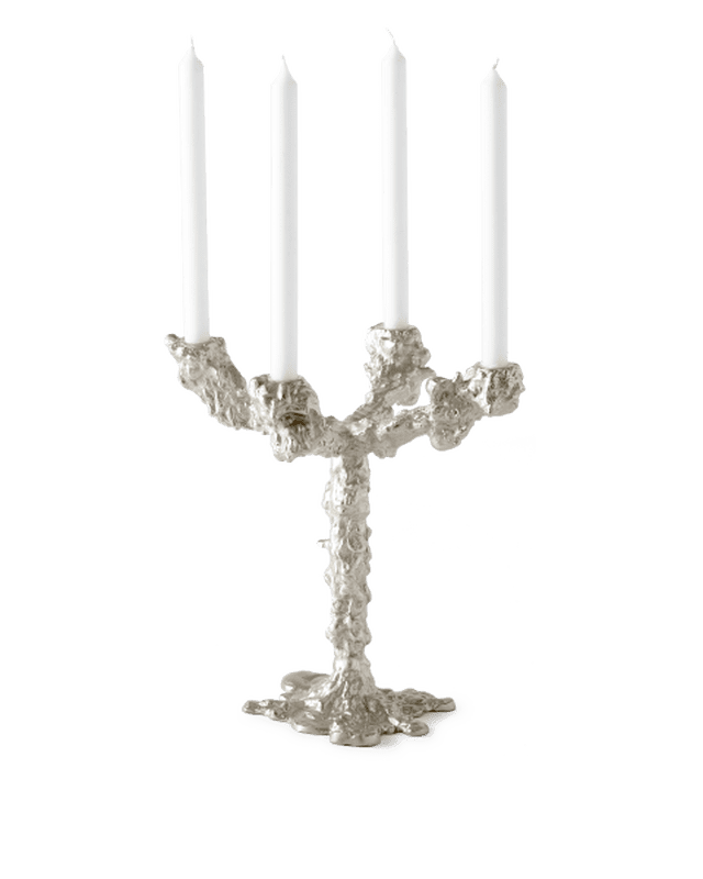 Silver Drip Candle Holder - 4 Arms