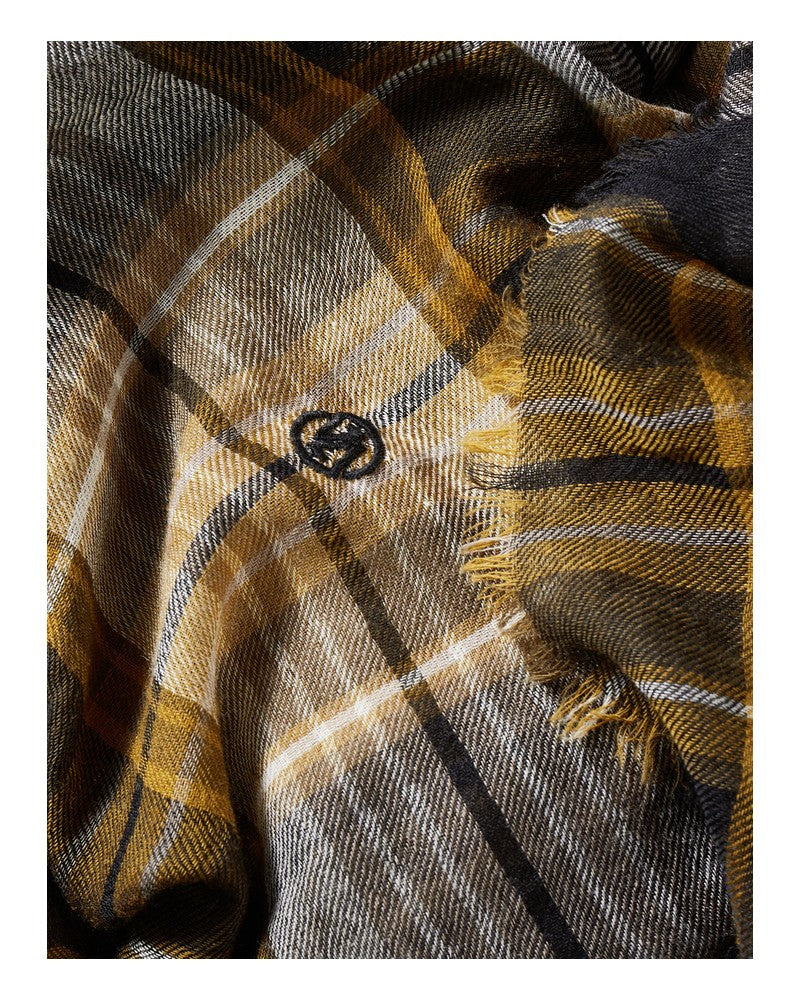 Parisienne Scarf - Organic Wool - "Senja" Camel Tartan