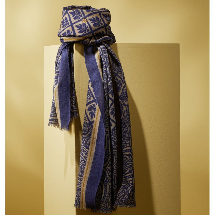 Parisienne Scarf - Organic Wool - "Bangaram" Pattern