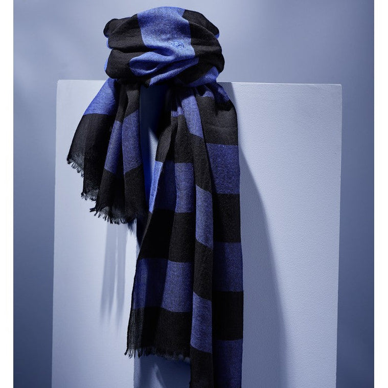 Parisienne Scarf - Organic Wool - "Svinoy" Blue Stripe