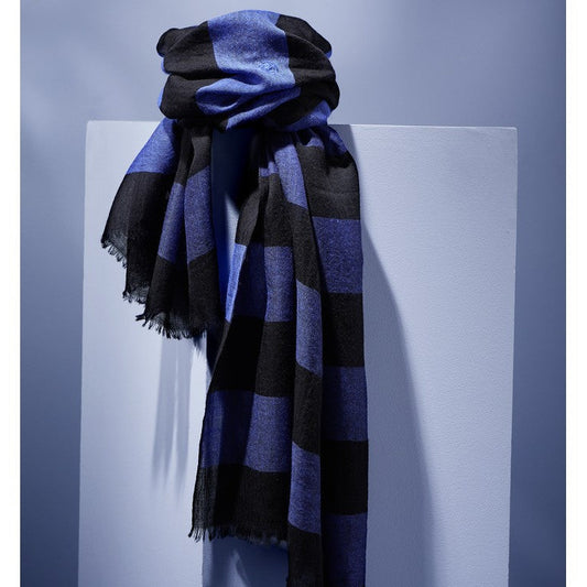 Parisienne Scarf - Organic Wool - "Svinoy" Blue Stripe