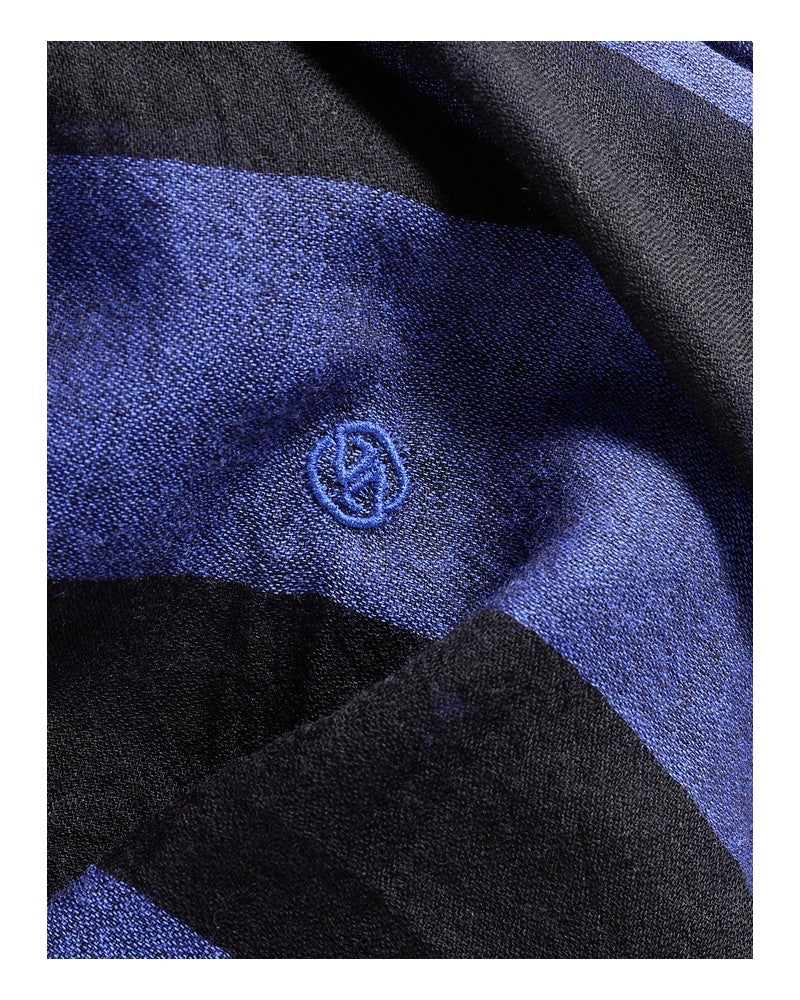 Parisienne Scarf - Organic Wool - "Svinoy" Blue Stripe