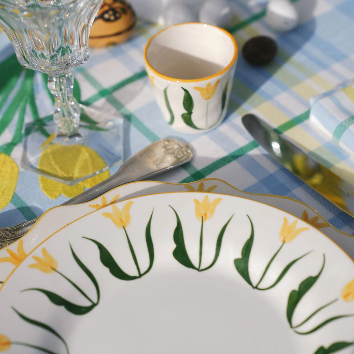 Floral Dinnerware - Yellow Tulips - Dessert Plate