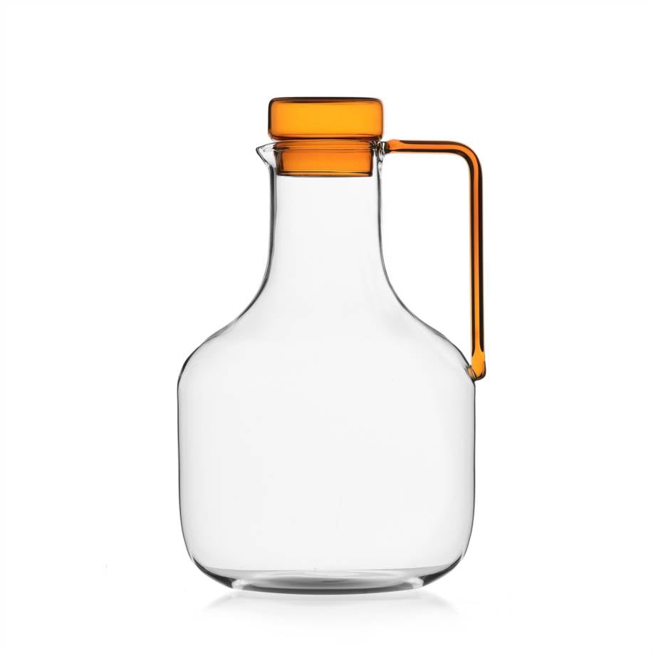 Milanese Glass - Minimalist Jug With Amber Stopper