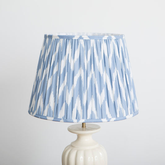 Ikat Pleated Lampshade - 40cm - Dusty Blue