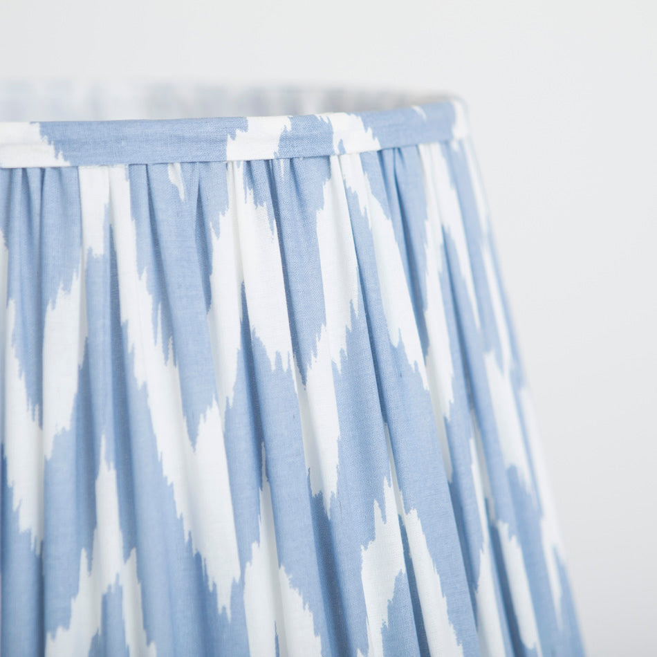 Ikat Pleated Lampshade - 40cm - Dusty Blue