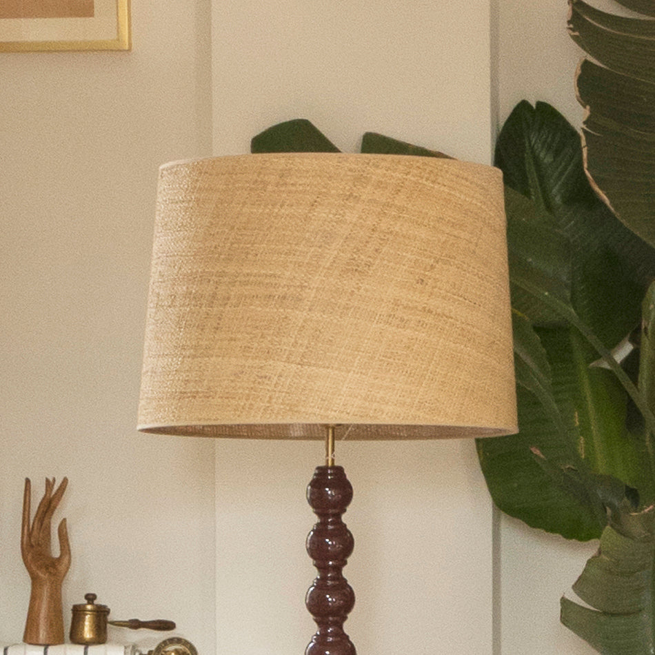 Raffia Natural Trim Conic Lampshade - Natural