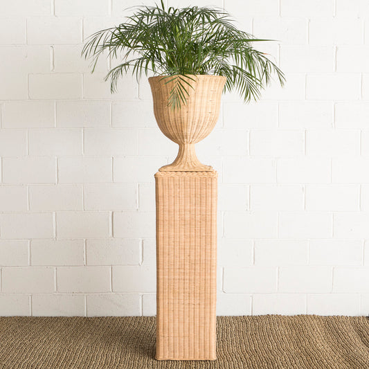 Rattan Pedestal Vase