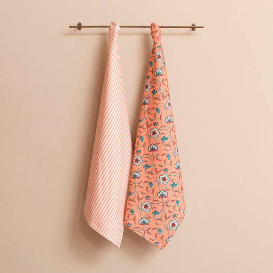 Floral & Striped Tea Towels - Set of 2