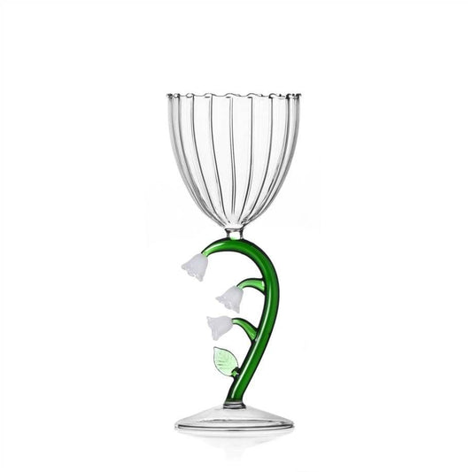 Milanese Glass - 'Snowflakes' White Floral - Wine Glass