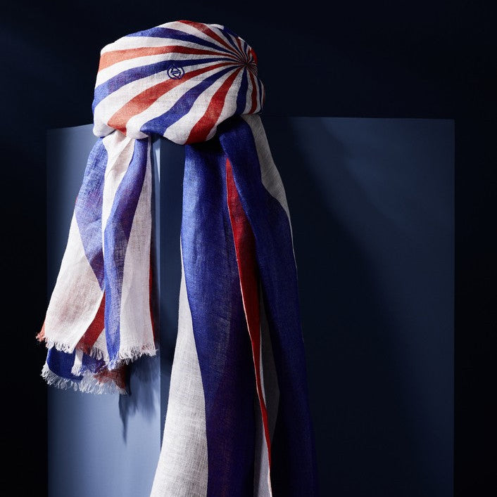 Parisienne Scarf - Organic Linen - ‘Navacelles' Stripe Scarf