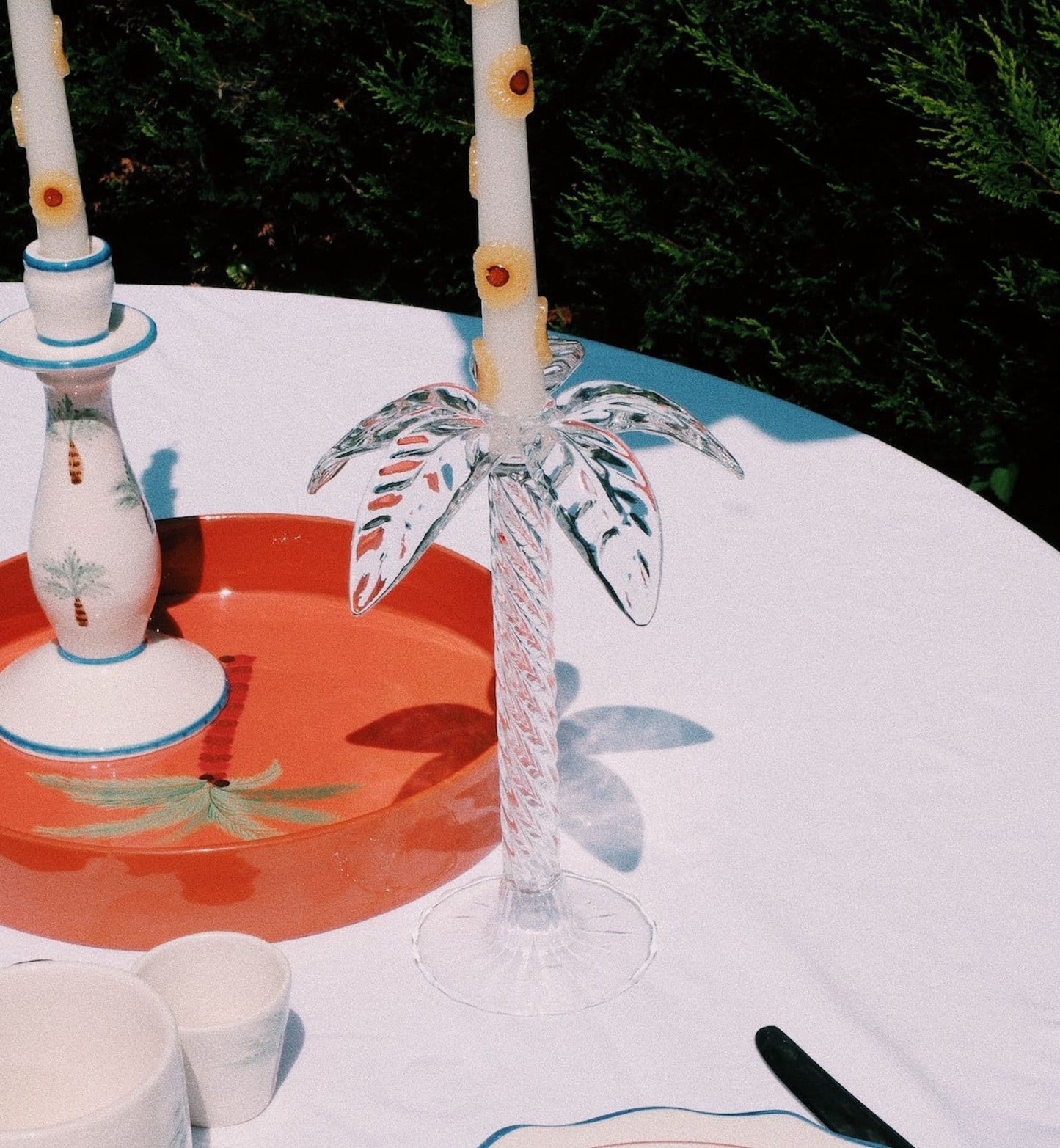 Palm Tree Glass Candle Stick