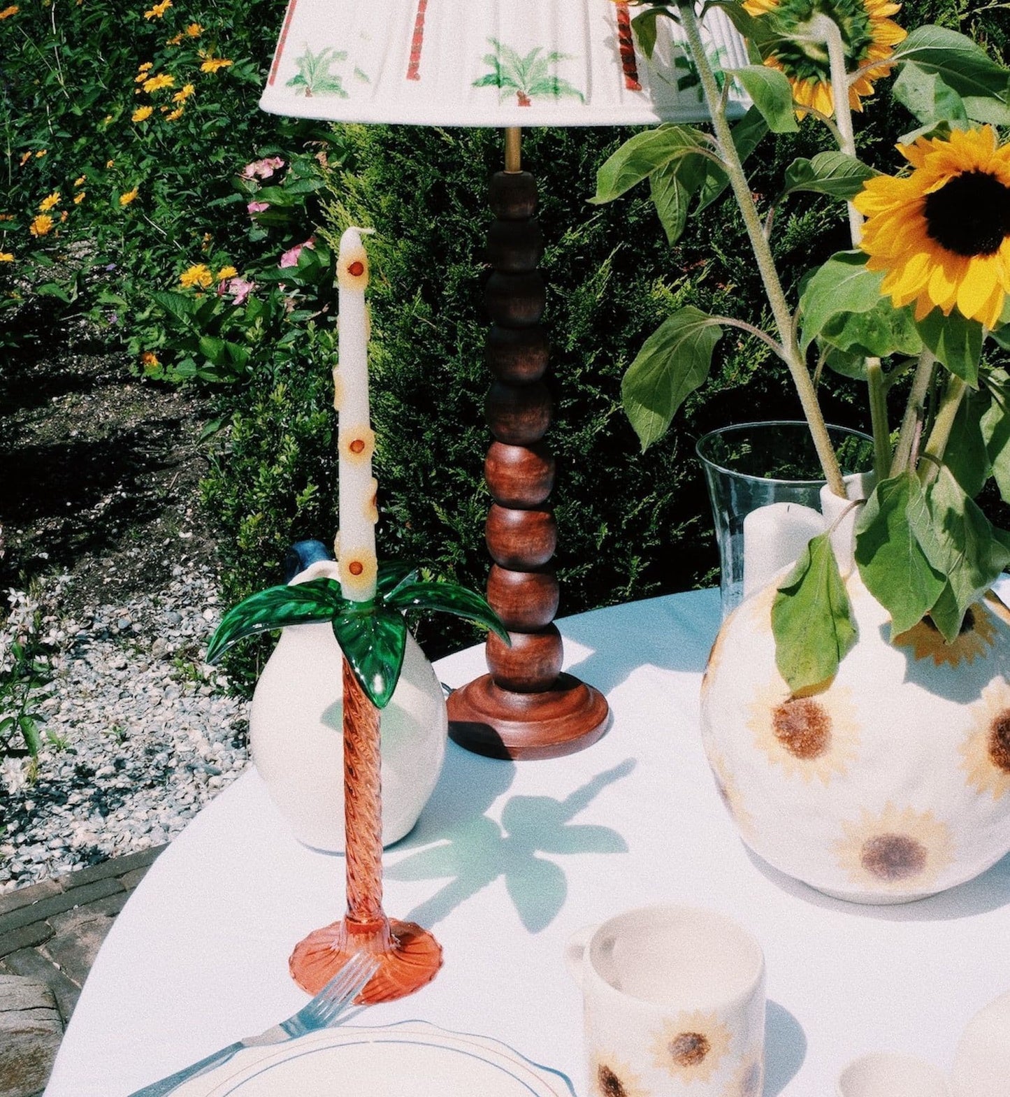 Palm Tree Glass Candle Stick