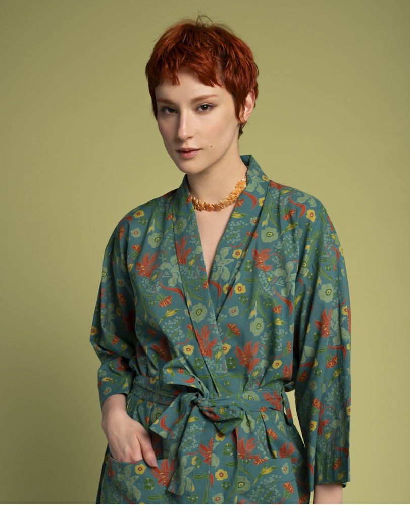Printed Cotton Robe - Iris Bayou