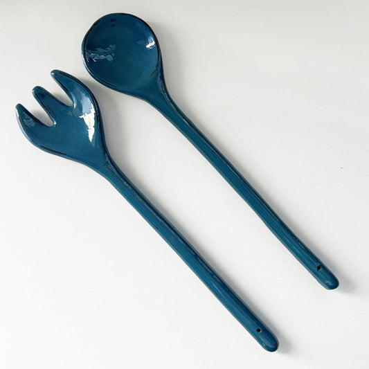 French Ceramic Salad Servers - Set of 2