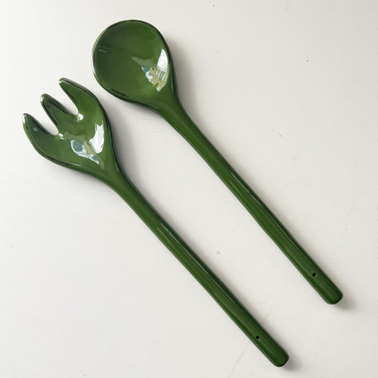 French Ceramic Salad Servers - Set of 2