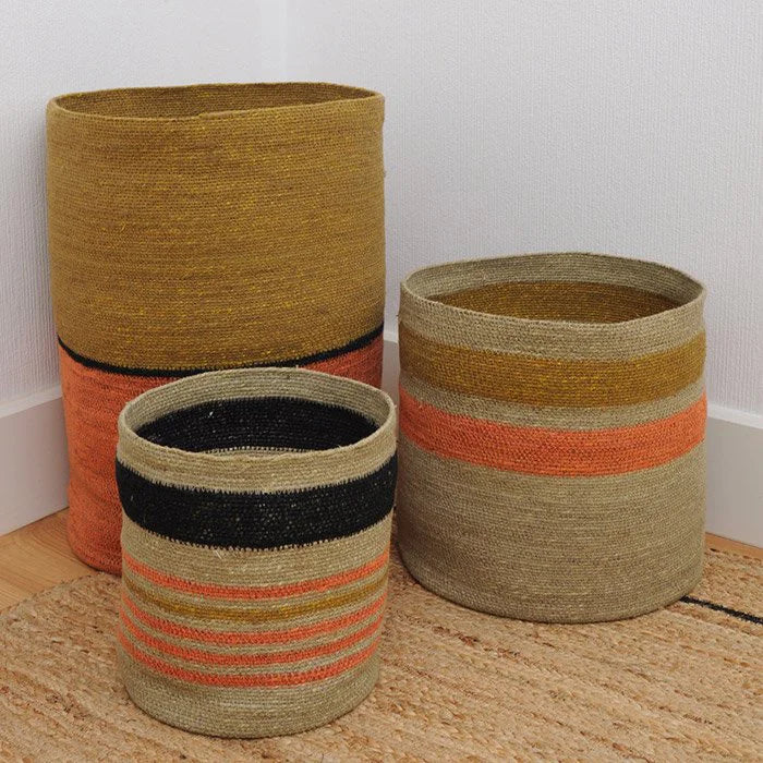 Seagrass Baskets - Striped Sienna