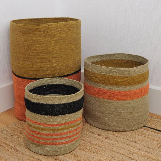 Seagrass Baskets - Striped Sienna