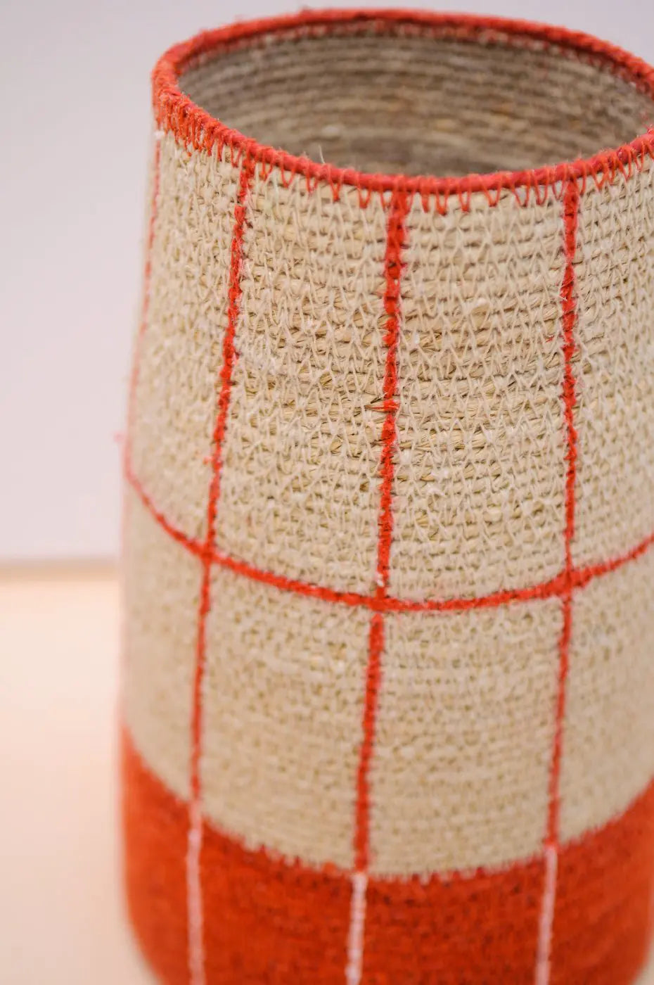 Seagrass Vase - Red Grid