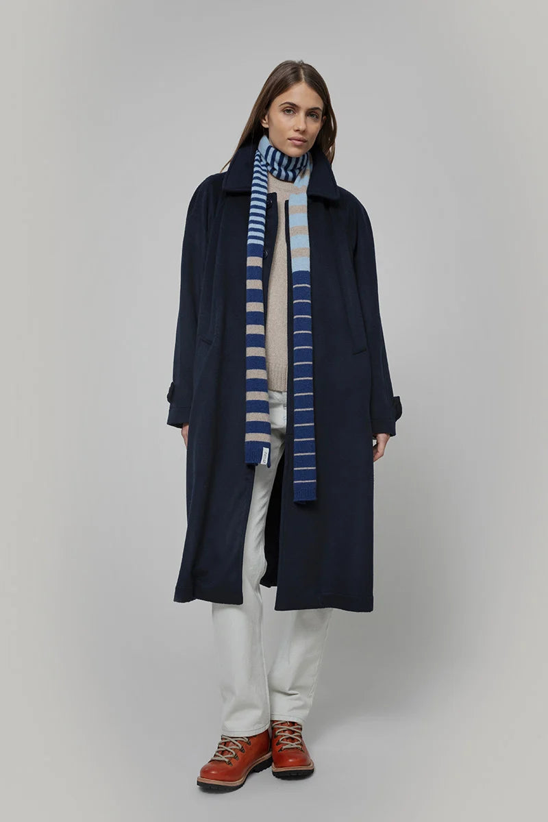 Recycled Cashmere Skinny Striped Scarf