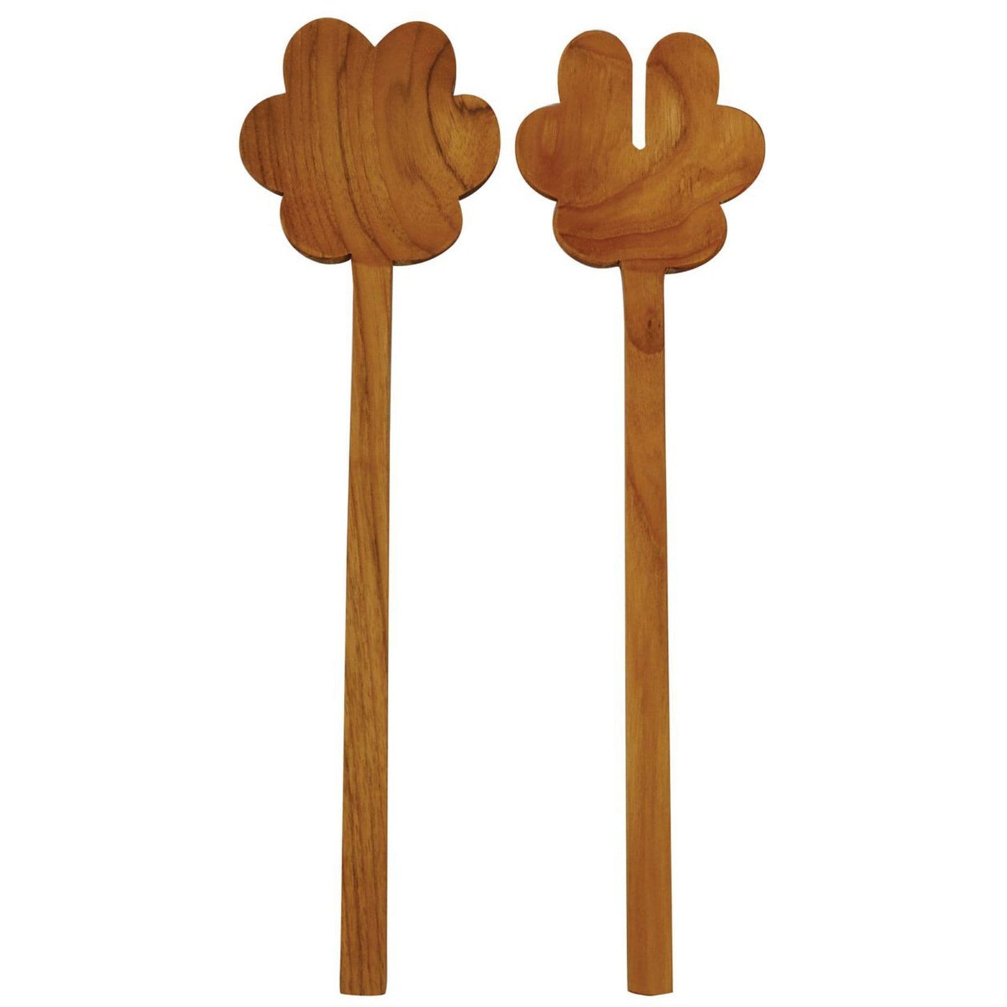 Salad Servers - Teak Flowers