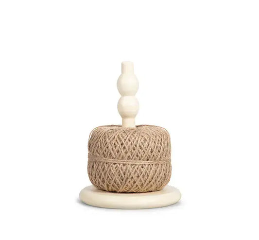 Wooden Twine/Toilet Roll Holder With Jute Ball